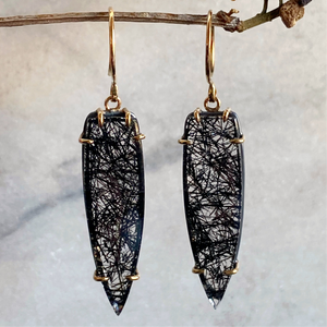 Black Tourmalinated Quartz Earrings