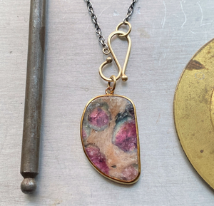 Blue/Pink Tourmaline in Matrix Pendant