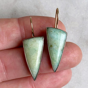 Amazonite & Opalized Wood Earrings
