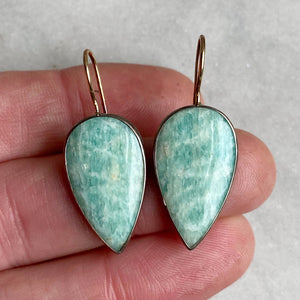Amazonite & Opalized Wood Earrings