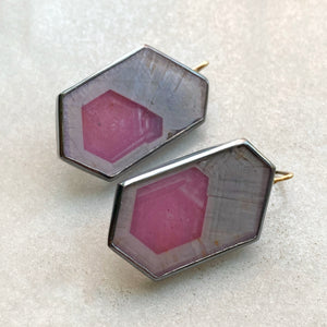 Raspberry Sheen Sapphire Earrings