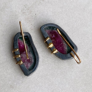 Bicolor Blue-Pink Tourmaline Earrings