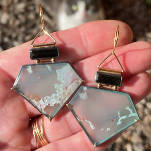 Aquaprase and Green Tourmaline Earrings