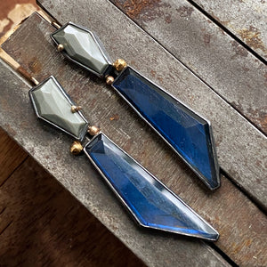 Chatoyant Grey Quartz and Labradorite Earrings