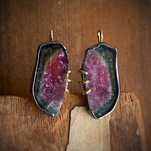 Bicolor Blue-Pink Tourmaline Earrings
