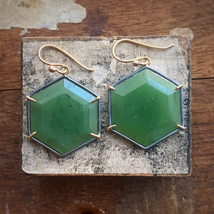 Jade Hexagon Earrings