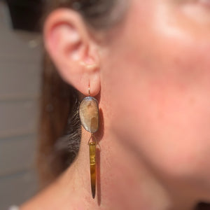 Champagne Sapphire and Tiger’s Eye Earrings
