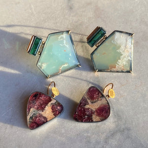 Aquaprase and Green Tourmaline Earrings