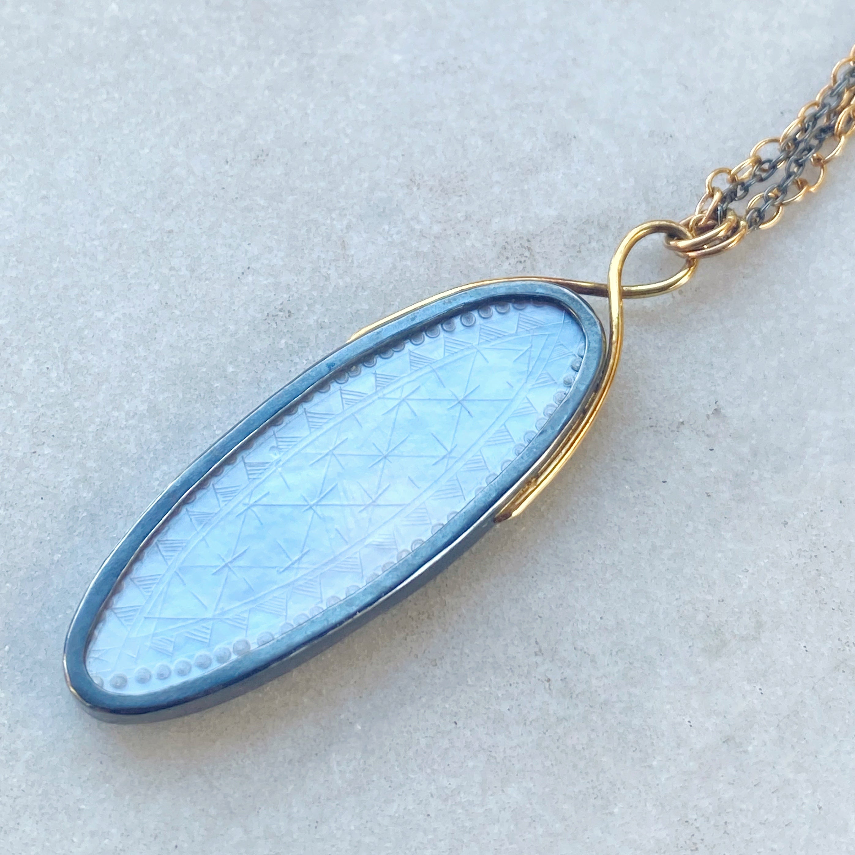 Elongated Oval Tourmaline in Matrix Pendant