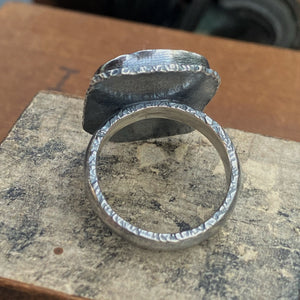 Siberian Azurite/Quartz Doublet Ring, Size 8