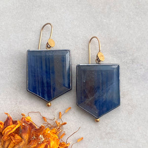 Blue Sheen Sapphire Earrings