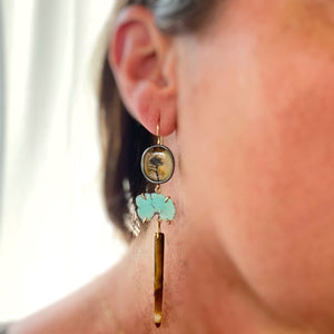 Dendritic Quartz, Lavender Turquoise, and Tiger’s Eye Earrings