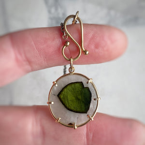 Green Tourmaline in Quartz Pendant
