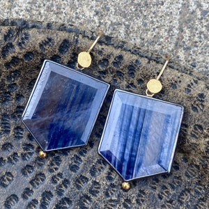 Blue Sheen Sapphire Earrings