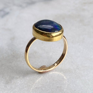 Snakeskin Black Opal Ring