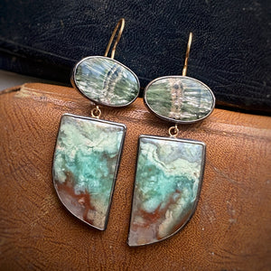 Aquaprase and Seraphinite Earrings