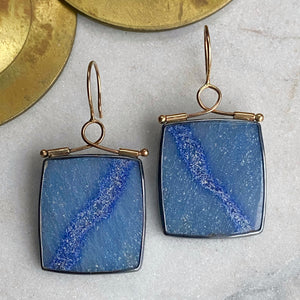 Dumortierite in Quartz Earrings