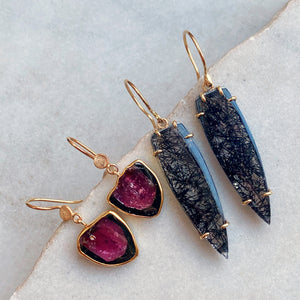 Black Tourmalinated Quartz Earrings