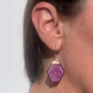 Raspberry Sheen Sapphire Earrings with ‘Coat Hanger’ Hooks