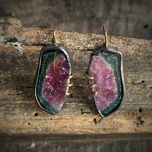 Bicolor Blue-Pink Tourmaline Earrings