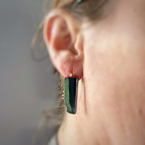 Teal, Blue, and Black Tourmaline Earrings