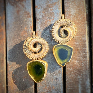Green Tourmaline & Octopus Tentacle Earrings
