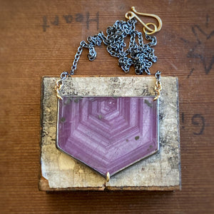 Raspberry Sheen Sapphire Slice Necklace