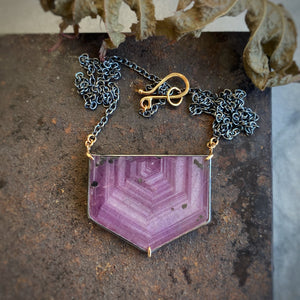 Raspberry Sheen Sapphire Slice Necklace