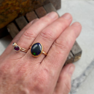 Snakeskin Black Opal Ring