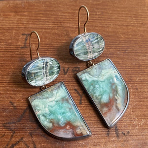 Aquaprase and Seraphinite Earrings