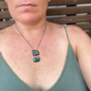 Carved Green Tourmaline Flower and Emerald Necklace