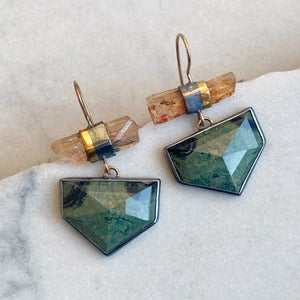Imperial Topaz and Kambaba Jasper Earrings