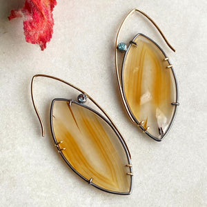 Montana Agate Earrings with Four Accent Gems