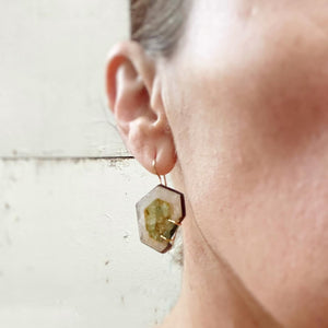 Aquamarine-in-Quartz Slice Earrings