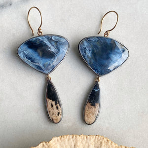 Pietersite and Bird’s Eye Agate Earrings