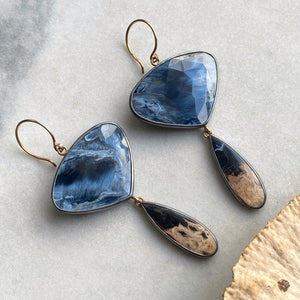 Pietersite and Bird’s Eye Agate Earrings