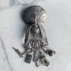 Peruvian Peacock Brooch