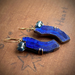Azurite and Teal Tourmaline Earrings