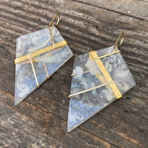 White Aquaprase Kite Earrings