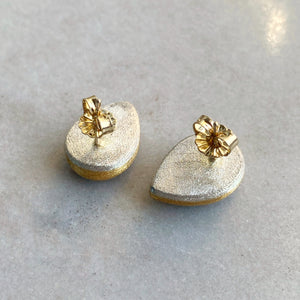 Native Copper and Chrysocolla in Chalcedony Stud Earrings