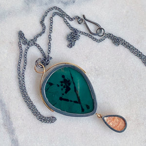 Coral Sea Agate Pendant with Sunstone