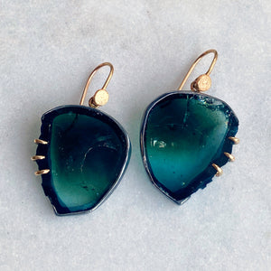 Indicolite Tourmaline Butterfly Wing Earrings
