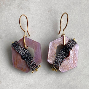 Pink Sheen Sapphire Earrings