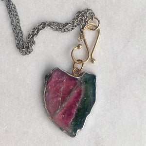 Watermelon Tourmaline Slice Pendant