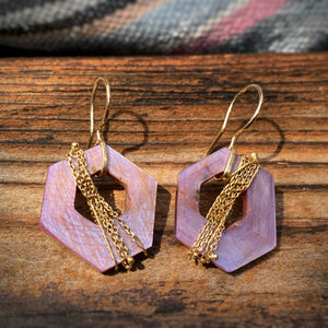 Sheen Sapphire Earrings with Woven 18K Chain
