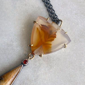 Ombré Feldspar, Agate, and Mozambique Garnet Necklace