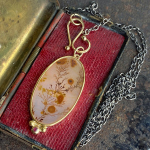 Dendritic Agate Pendant with Ruby
