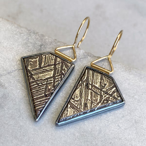 Meteorite Earrings in Silver