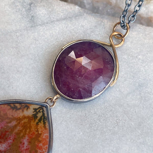 Ruby and Dendritic Agate Necklace