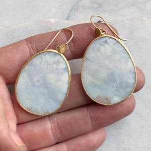 White Aquaprase Egg Earrings